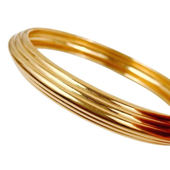 Vintage Signed Trifari 1960s Bangle Bracelet Multi-Strand Mid Century Gold Tone - Picture 1 of 11